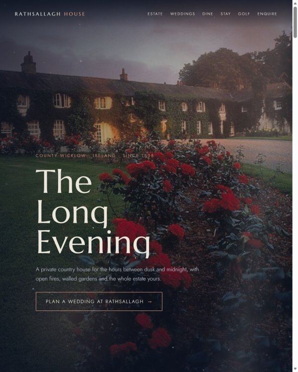 Rathsallagh House wedding venue website preview